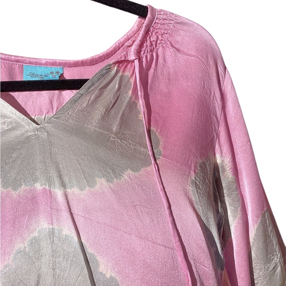 Letarte Hawaii silk coverup in pink and gray - Picture 5 of 9